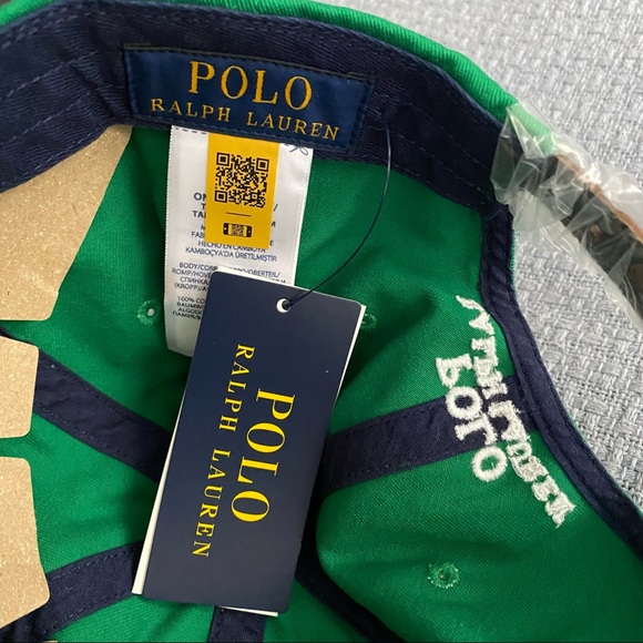 Polo Ralph Lauren Bear Chino Hat - Green - NEW - Baseball Cap Leather Strap - Picture 5 of 6